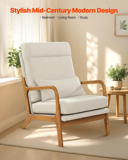 GoFurnitureHub Modern Linen Accent Chair with Solid Wood Frame