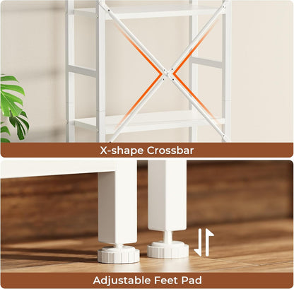 GoFurnitureHub 4-Tier Triple Bookshelf – Wide 11-Shelf White Bookcase for Home & Office