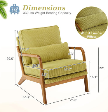 GoFurnitureHub Modern Corduroy Lounge Chair for Living Room & Bedroom