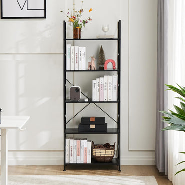 GoFurnitureHub 5-Tier Open Bookcase – Modern Freestanding Display Shelf, Black