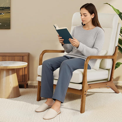 GoFurnitureHub Modern Linen Accent Chair with Solid Wood Frame