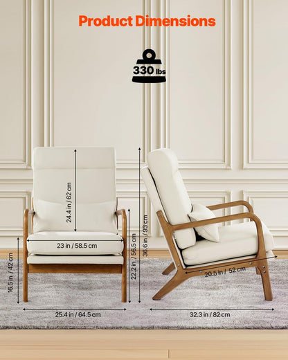 GoFurnitureHub Modern Linen Accent Chair with Solid Wood Frame