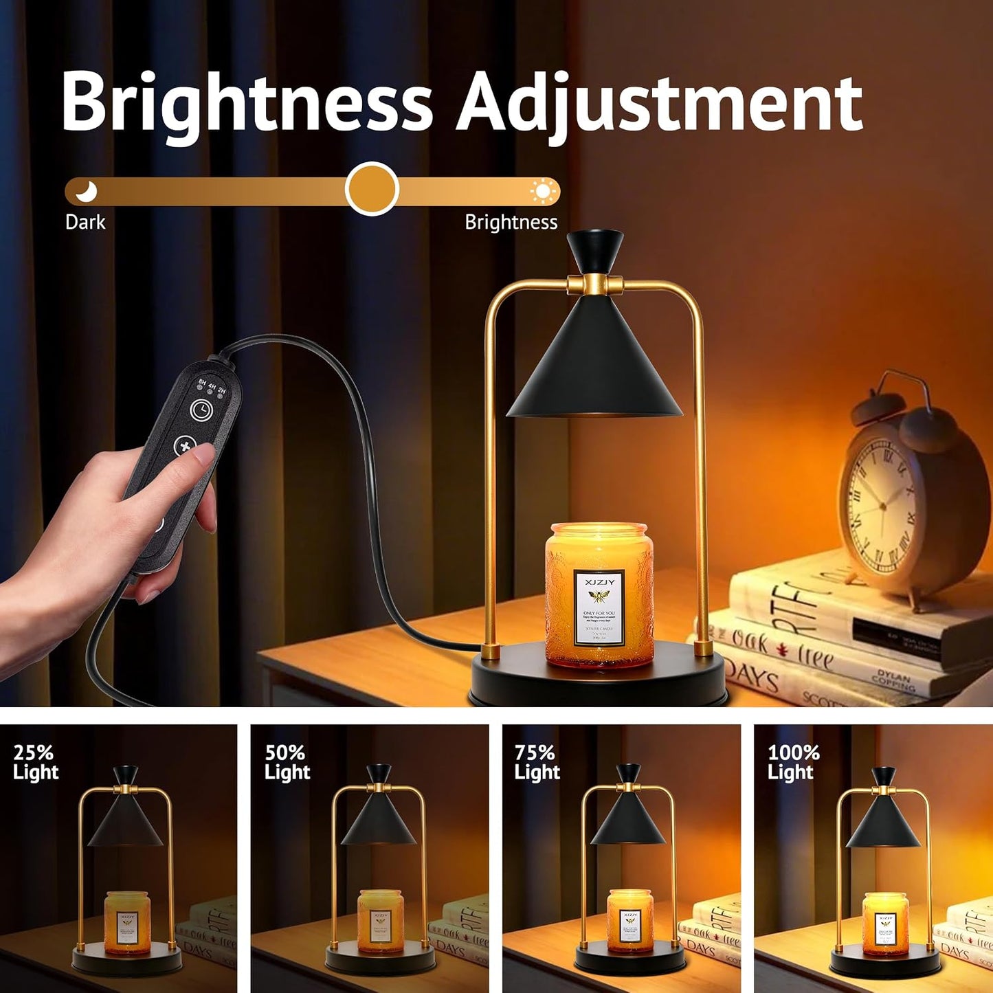 GoFurnitureHub Adjustable Candle Warmer Lamp with Timer – Black