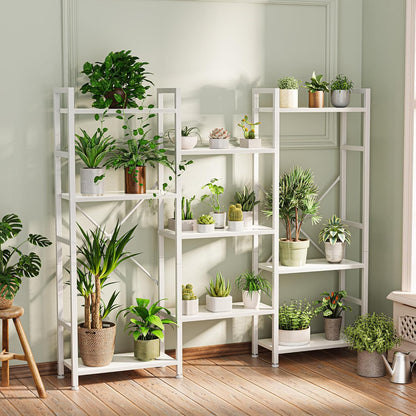 GoFurnitureHub 4-Tier Triple Bookshelf – Wide 11-Shelf White Bookcase for Home & Office