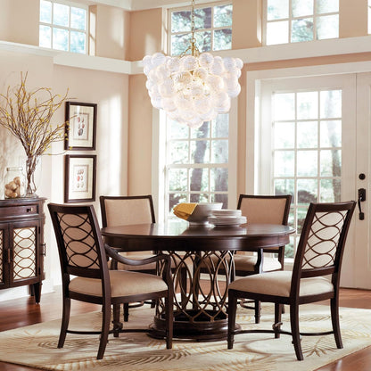 GoFurnitureHub 20" Gold Bubble Glass Chandelier – Hand-Blown Ribbed Glass Pendant Light for Dining Room & Foyer