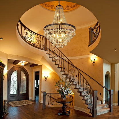 GoFurnitureHub Rustic Farmhouse Crystal Chandelier – 10-Light Bronze Finish