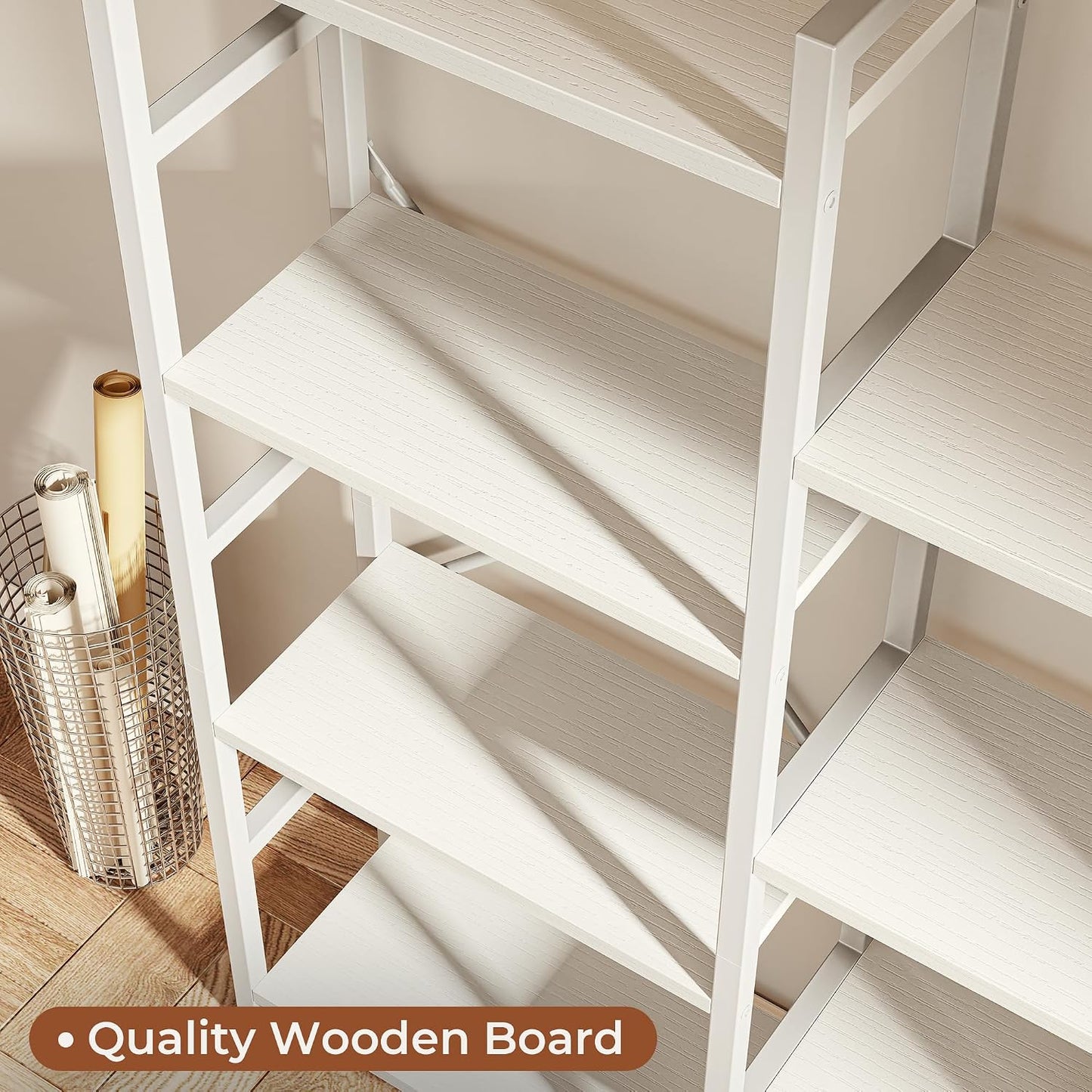 GoFurnitureHub 4-Tier Triple Bookshelf – Wide 11-Shelf White Bookcase for Home & Office