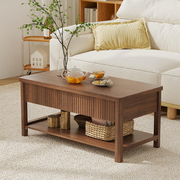 GoFurnitureHub Rectangular Coffee Table with Lift-Top Work Surface