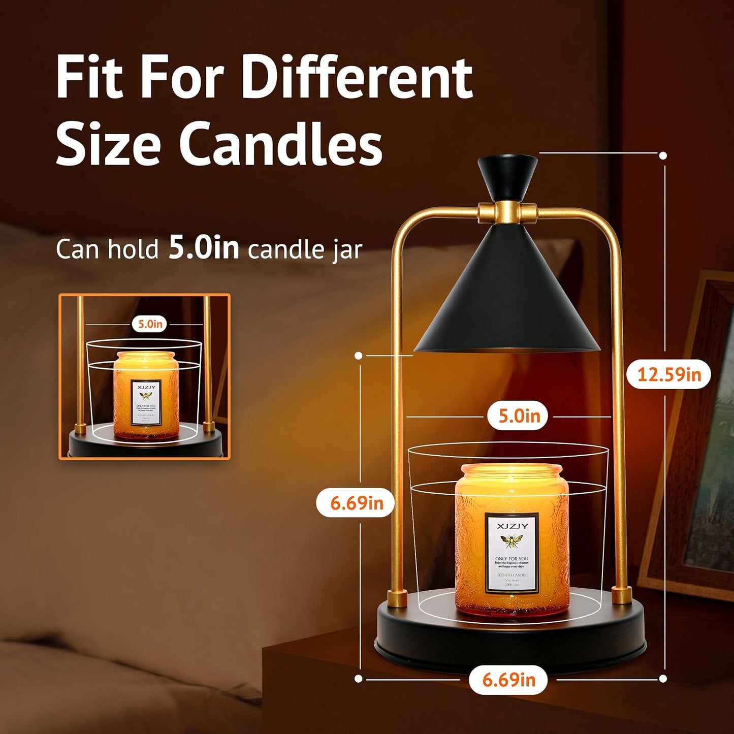 GoFurnitureHub Adjustable Candle Warmer Lamp with Timer – Black