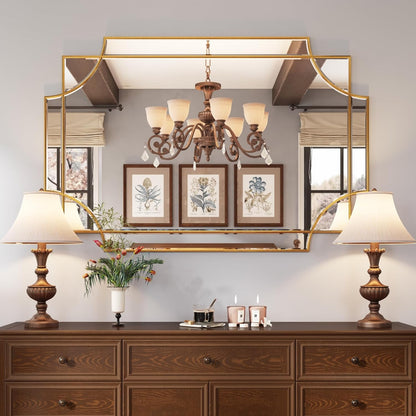 GoFurnitureHub Large Gold Wall Mirror – 32" × 48" Beveled Rectangle Mirror
