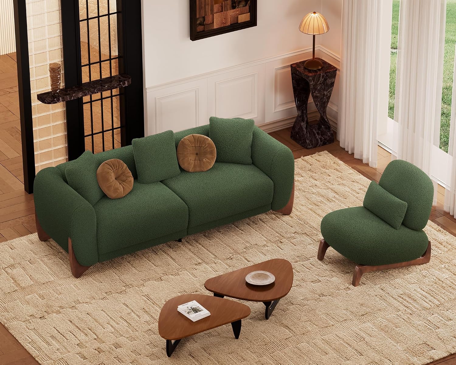 GoFurnitureHub Modern Sherpa Bouclé Living Room Sofa Set – 2 Piece