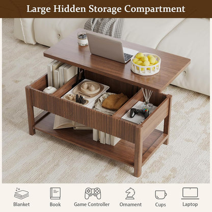 GoFurnitureHub Rectangular Coffee Table with Lift-Top Work Surface