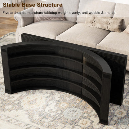 GoFurnitureHub 47" Modern Rectangular Coffee Table – Black Oak