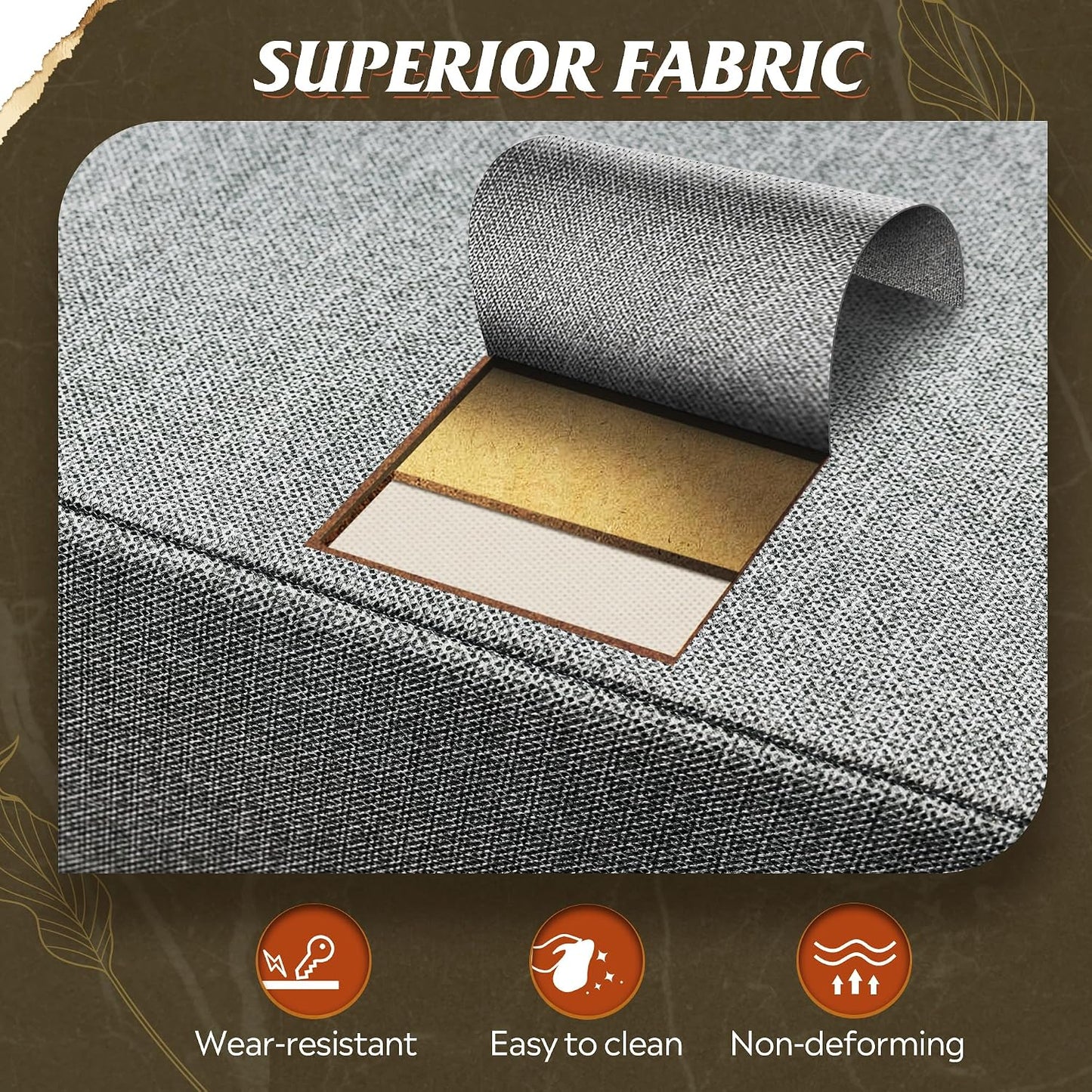 GoFurnitureHub 3-Drawer Fabric Dresser Nightstand – Dark Grey Storage Organizer with Wood Top & Steel Frame
