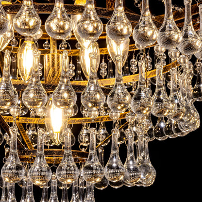GoFurnitureHub Rustic Farmhouse Crystal Chandelier – 10-Light Bronze Finish