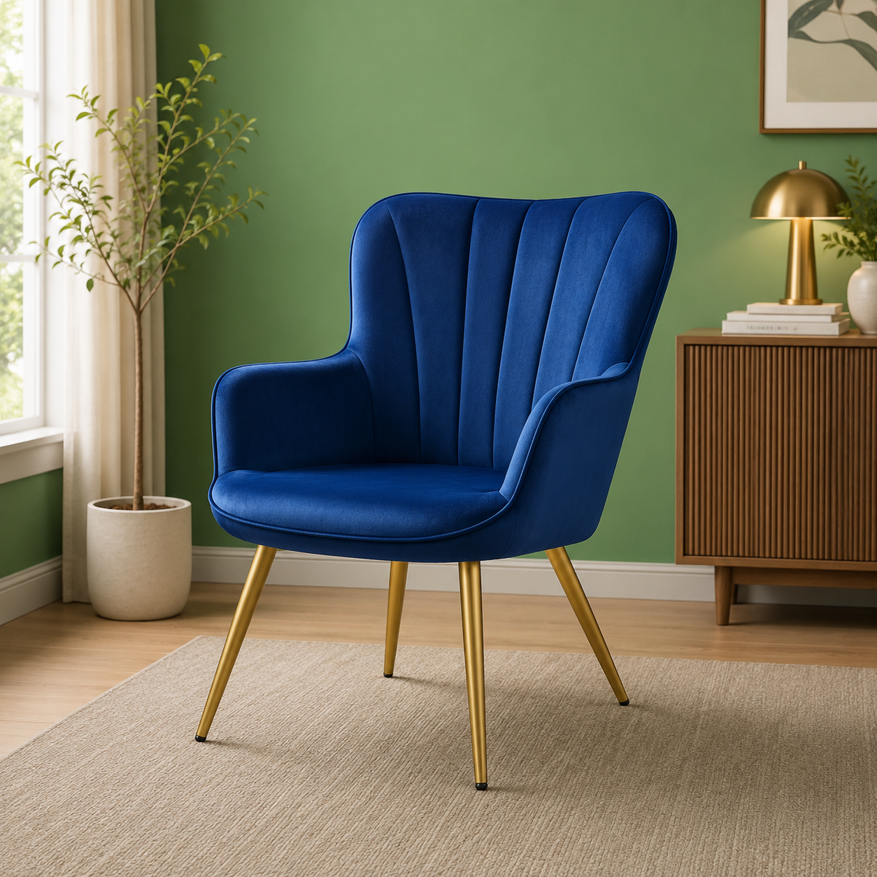 GoFurnitureHub Contemporary Velvet Lounge Chair for Living Room & Bedroom