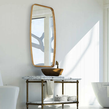 Belle Gold Iron Wall Mirror – Modern Organic Rectangle Mirror