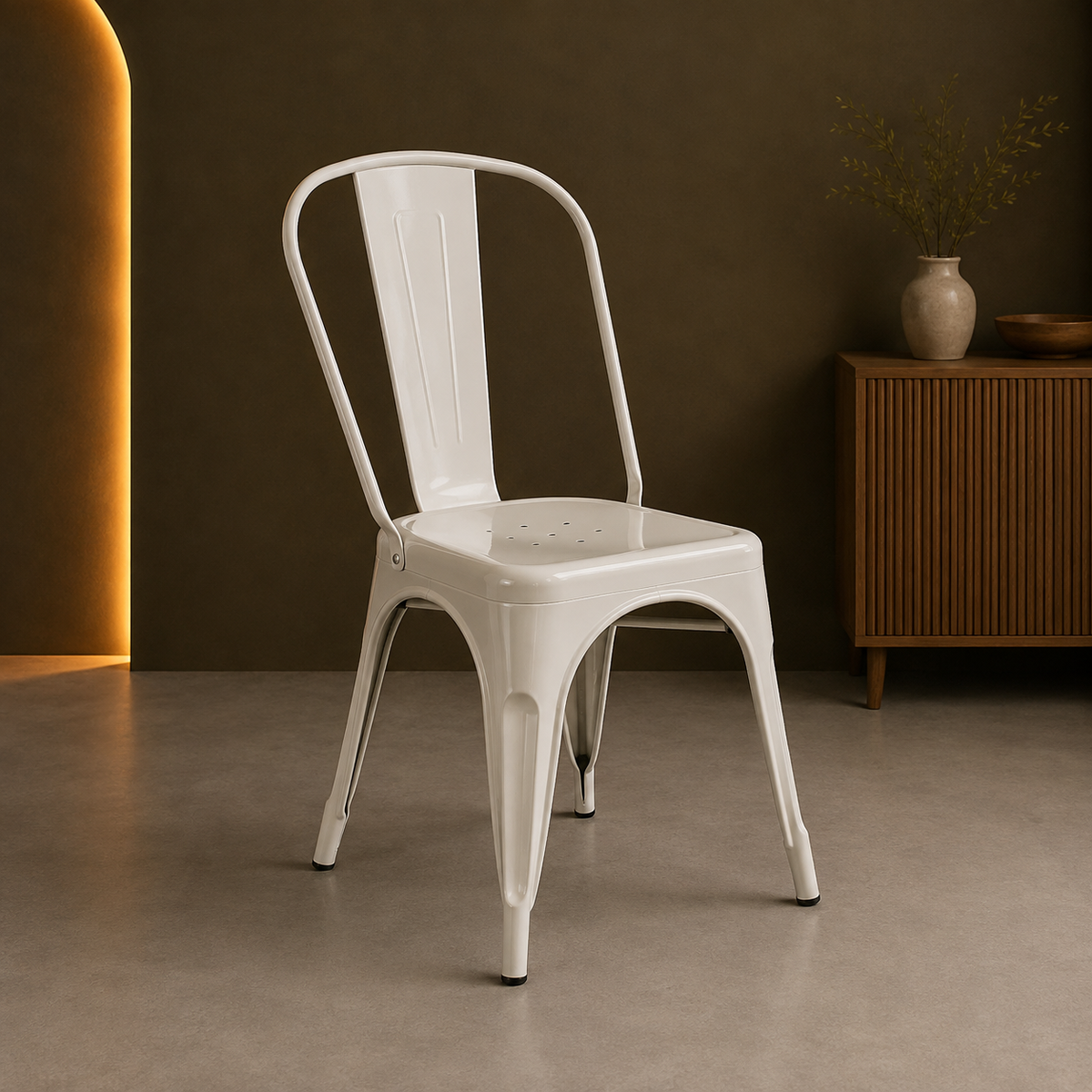 Modern White Metal Dining Chair