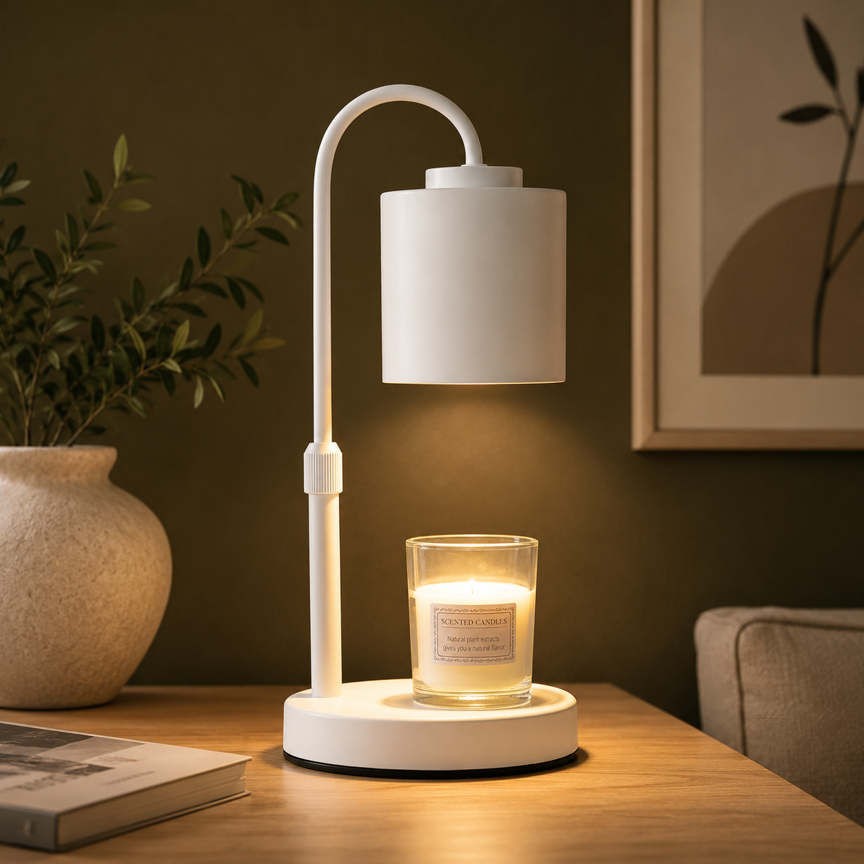 GoFurnitureHub Height Adjustable Candle Warmer Lamp – White