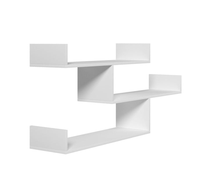 Modern Zigzag Floating Wall Shelf – 3-Tier Decorative Storage Display Rack