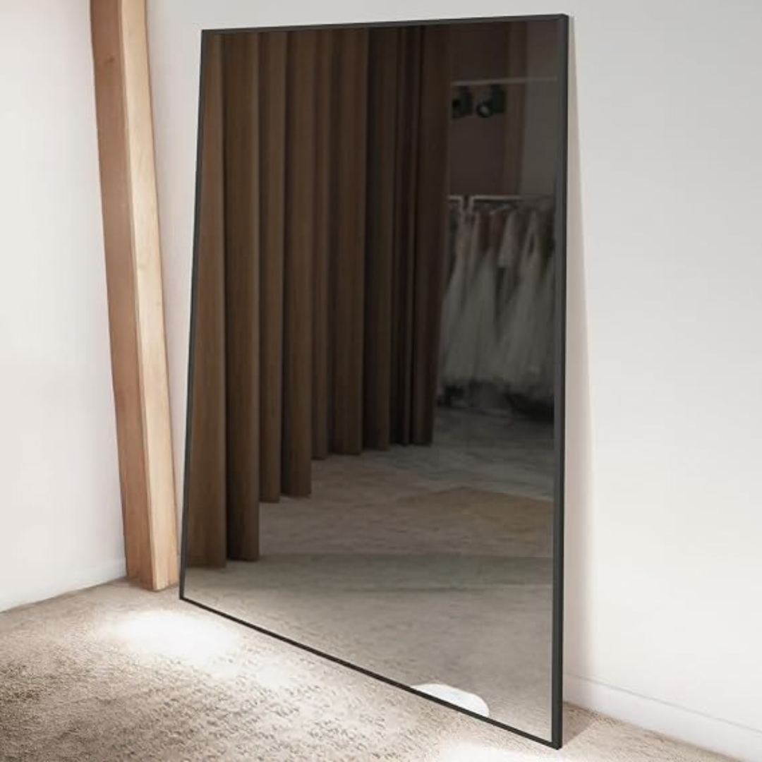 GoFurnitureHub 82" × 44" Extra-Large Full-Length Floor Mirror with Black Aluminum Frame