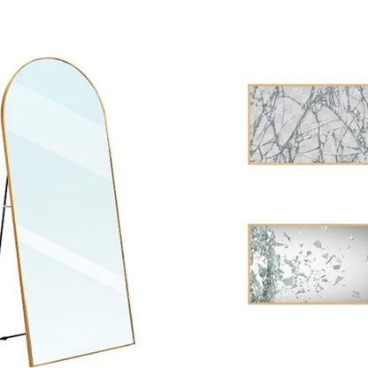 GoFurnitureHub 71" × 32" Gold Oversized Arched Full-Length Floor Mirror with Stand Large Aluminum Full-Body Mirror for Bedroom