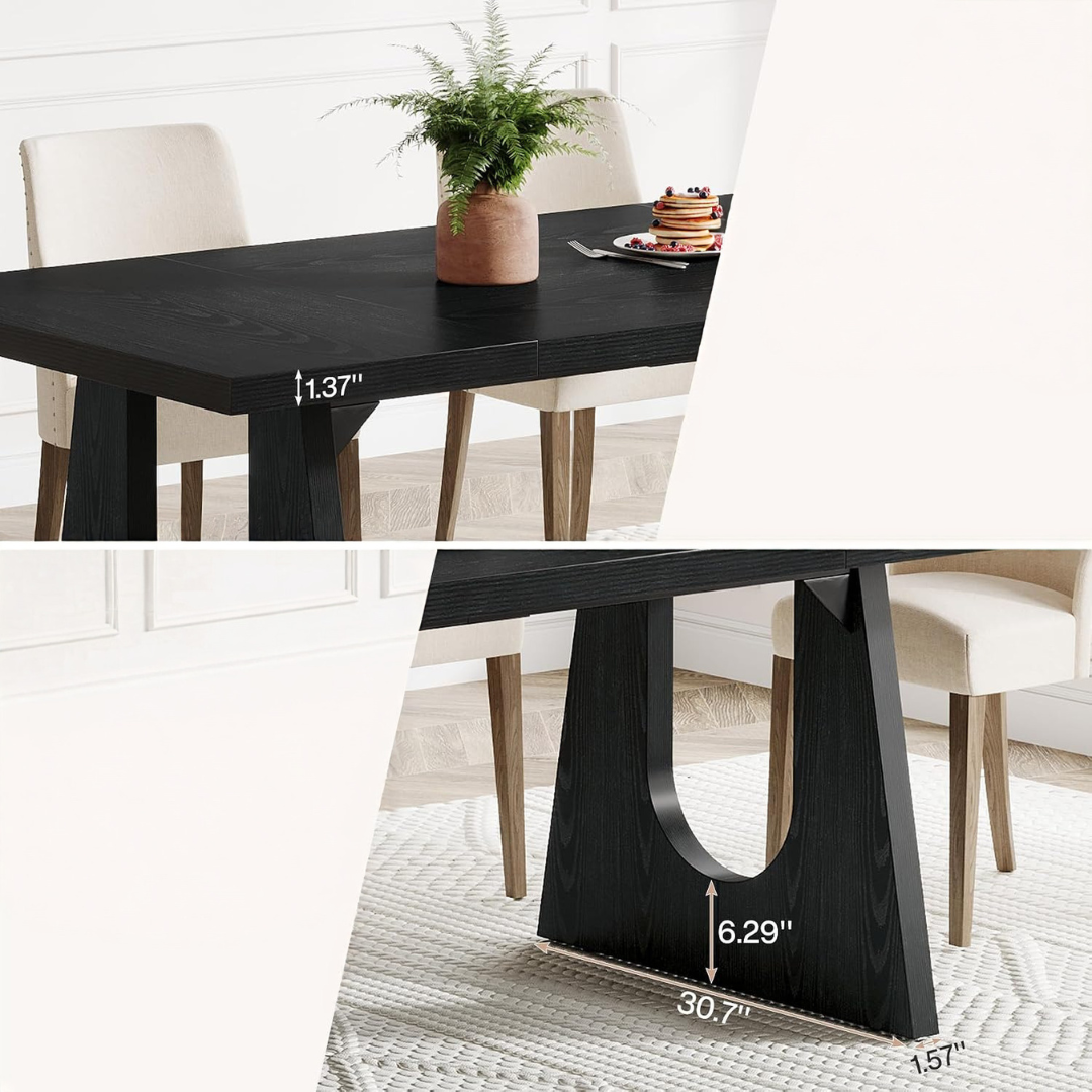 Modern Black Wood Dining Table
