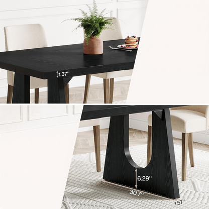 Modern Black Wood Dining Table