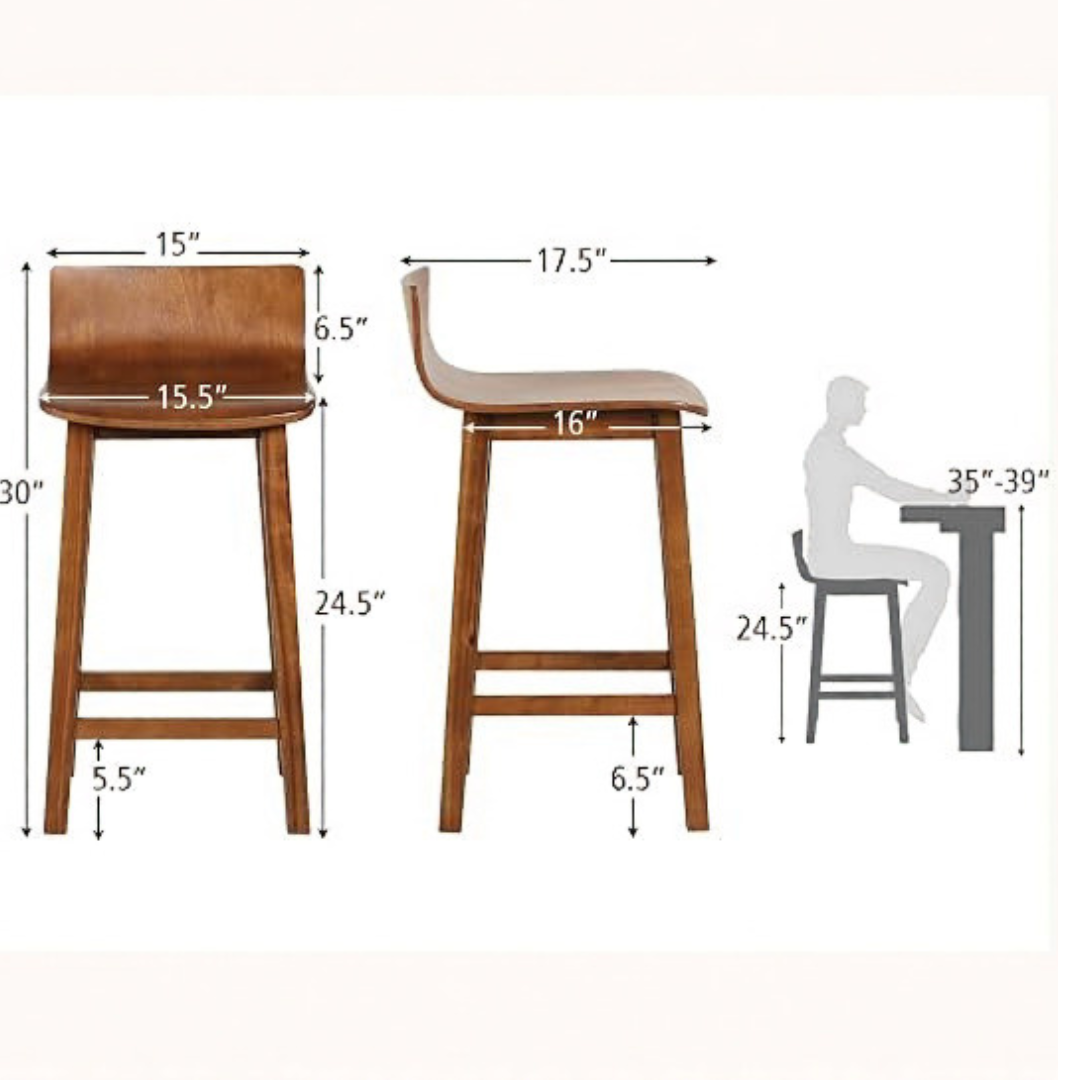 Modern Brown Leather Bar Stool
