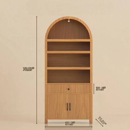 70" Mid-Century Arched Bookcase