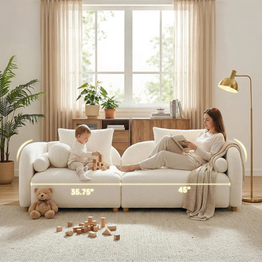 Curved Bouclé Sofa