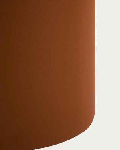 Modern Amber Glass Side Table with Sculptural Pedestal Base – Terracotta