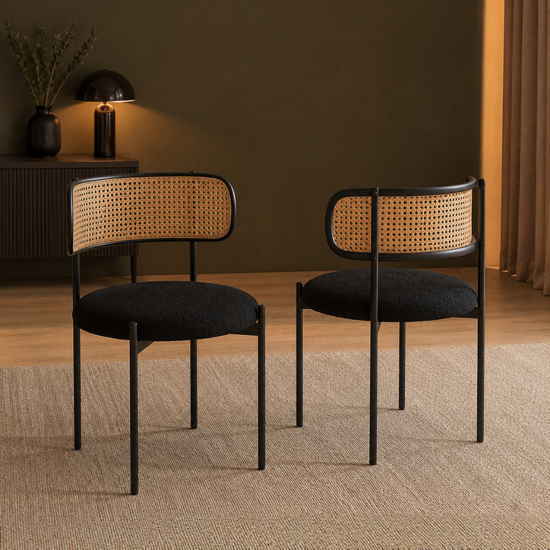 GoFurnitureHub | Mid-Century Modern Dining Chairs – Sherpa Upholstery, Rattan Back & More