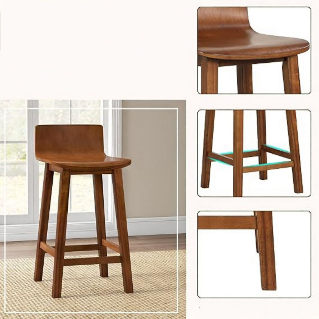 Modern Brown Leather Bar Stool