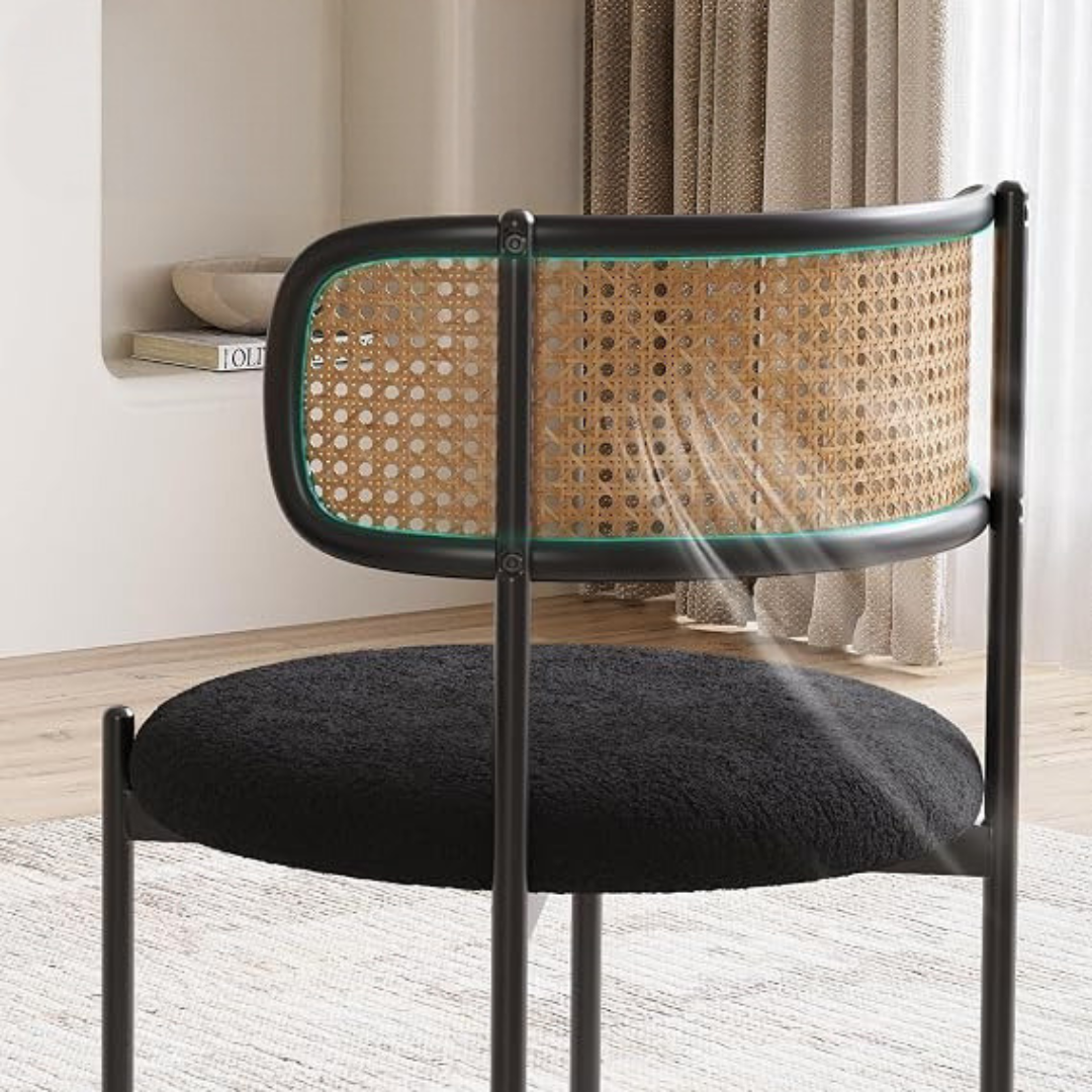GoFurnitureHub | Mid-Century Modern Dining Chairs – Sherpa Upholstery, Rattan Back & More