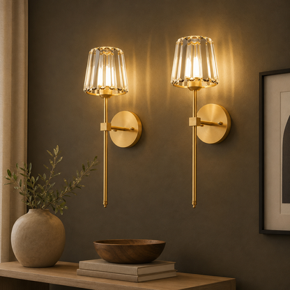 GoFurnitureHub Rechargeable – Gold Wireless RGB Dimmable Wall Lights with Remote, Set of 2