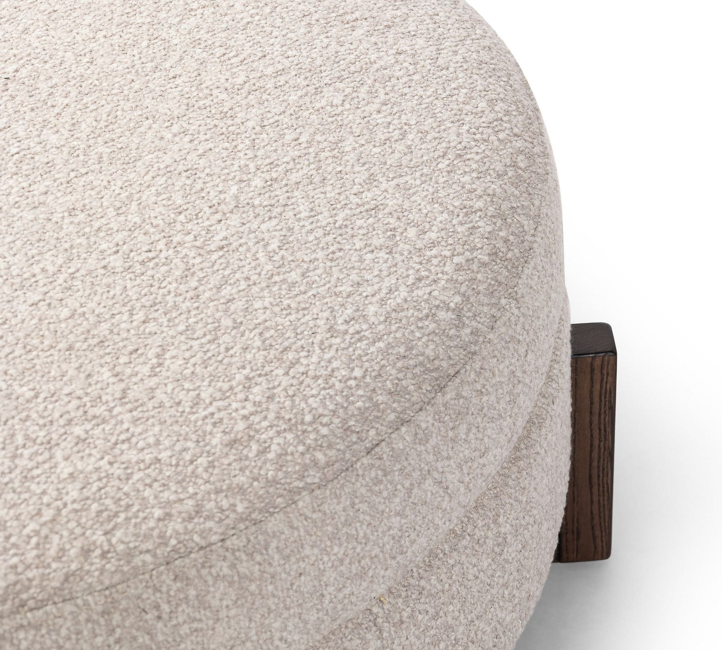 Round Storage Ottoman Coffee Table with Bouclé Upholstery – Cream
