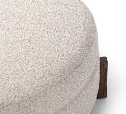 Round Storage Ottoman Coffee Table with Bouclé Upholstery – Cream