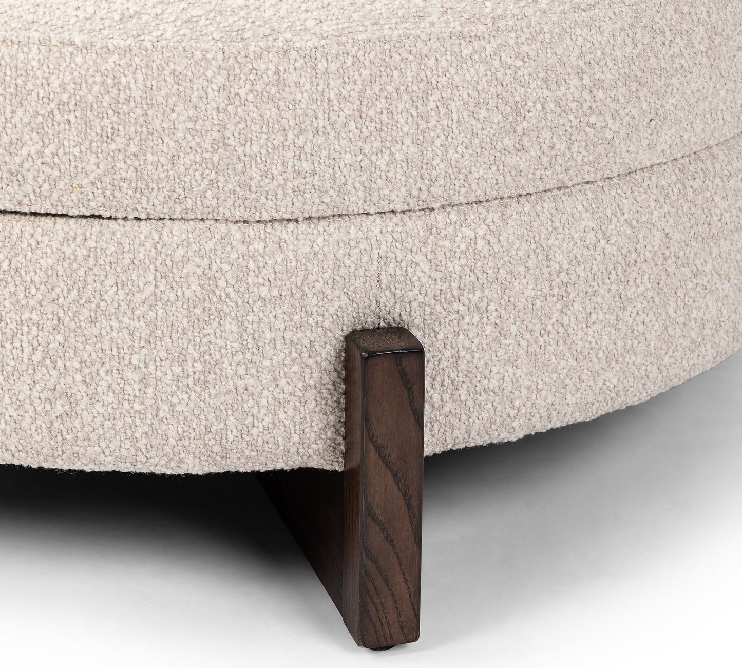 Round Storage Ottoman Coffee Table with Bouclé Upholstery – Cream