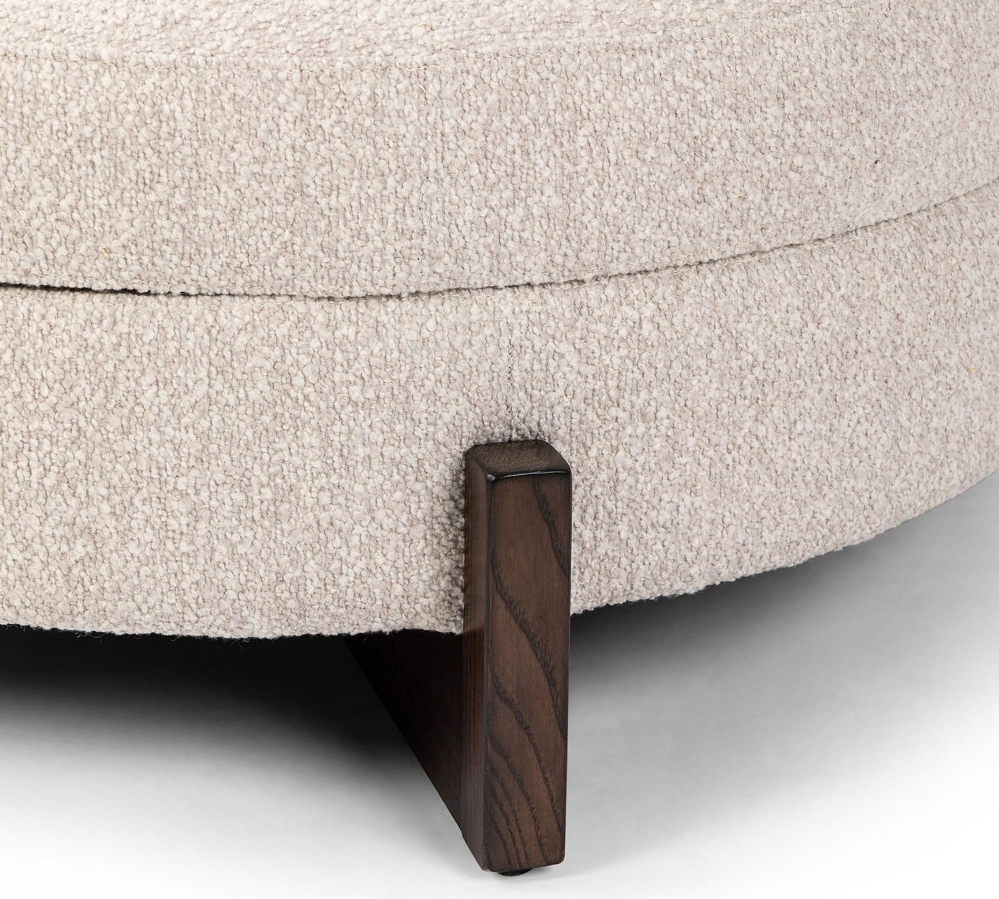 Round Storage Ottoman Coffee Table with Bouclé Upholstery – Cream