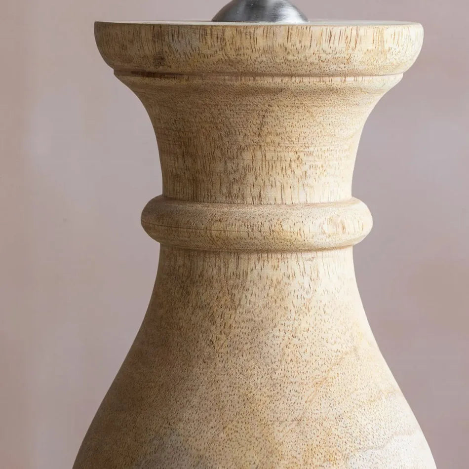 Parry Turned Wood Table Lamp – Natural Finish with Black Shade