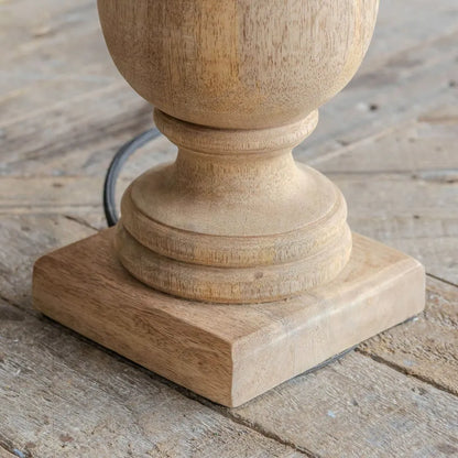 Parry Turned Wood Table Lamp – Natural Finish with Black Shade