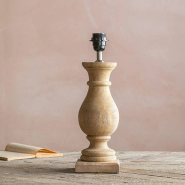 Parry Turned Wood Table Lamp – Natural Finish with Black Shade