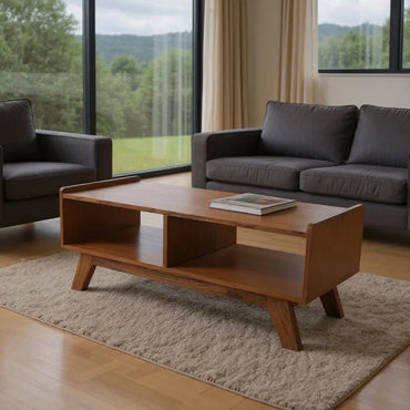 Modern Rectangular Coffee Table with Open Shelving