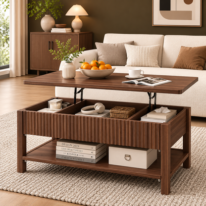 GoFurnitureHub Rectangular Coffee Table with Lift-Top Work Surface