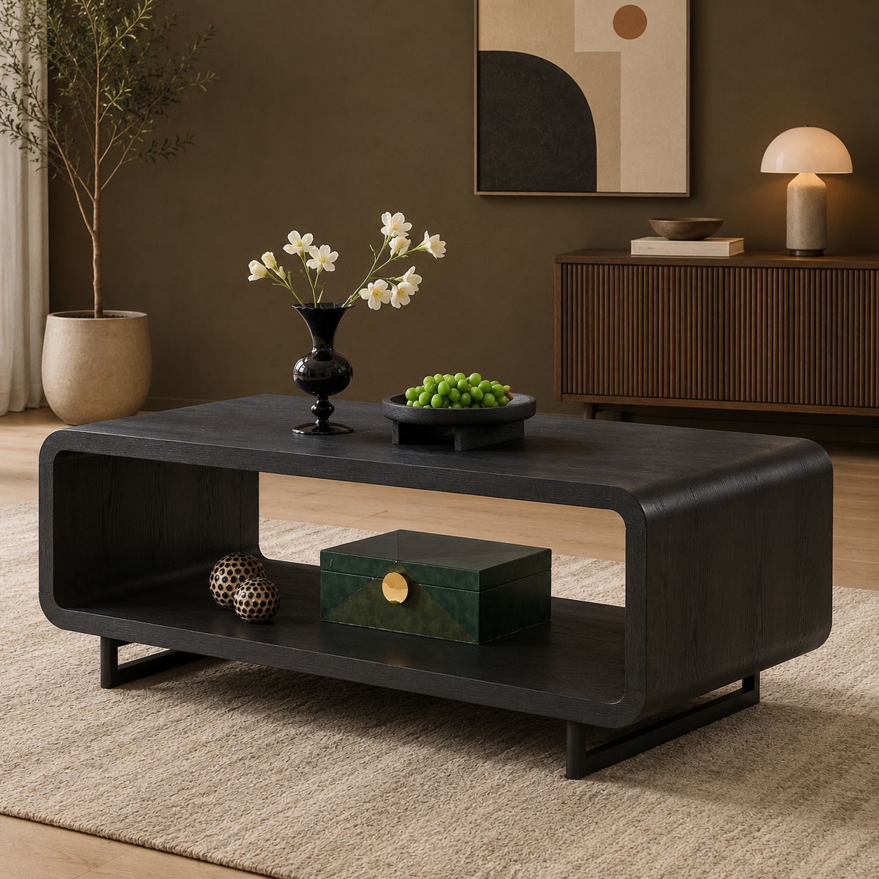 GoFurnitureHub 48" Minimalist Coffee Table with Open Storage Shelf