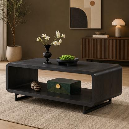 GoFurnitureHub 48" Minimalist Coffee Table with Open Storage Shelf