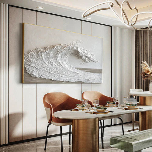 Textured Ocean Wave Wall Art – Handcrafted Coastal Relief Canvas