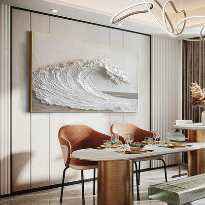 Textured Ocean Wave Wall Art – Handcrafted Coastal Relief Canvas