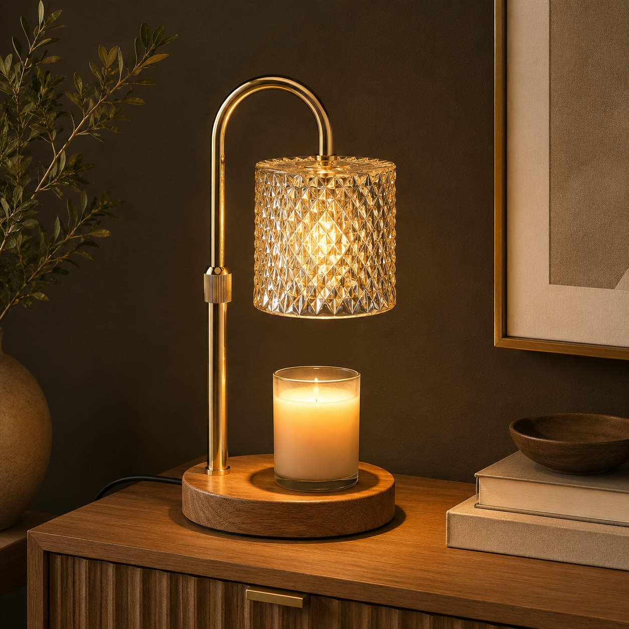 GoFurnitureHub Vintage Adjustable Candle Warmer Lamp with Timer & Dimmer Electric Wax Melter